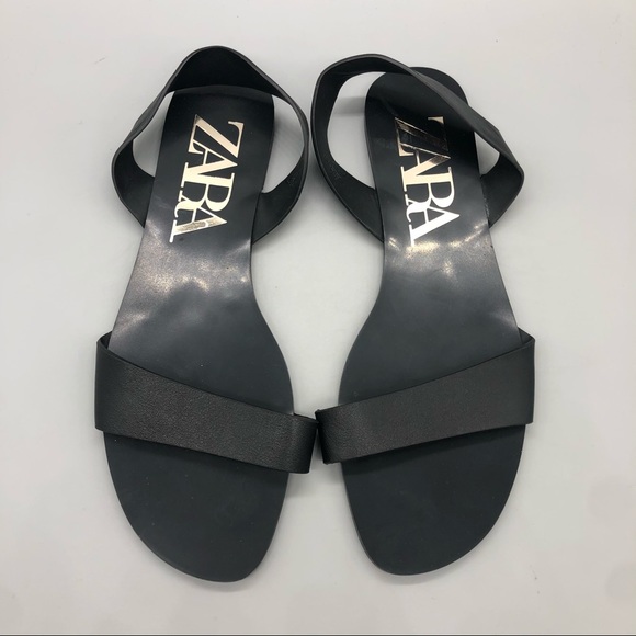 Zara black slingback single strap sandals